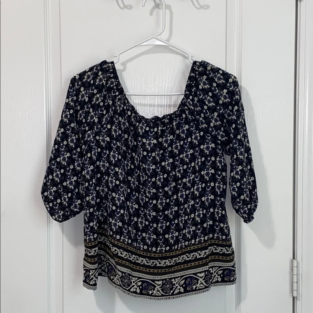 Madewell Garden House Silk Floral Off the Shoulder Boho Blouse‎